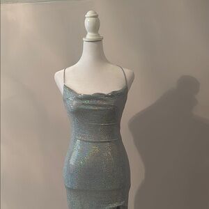 City Studio Silver Cowlneck Bodycon Dress